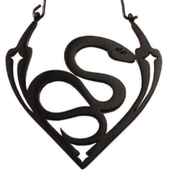 Black Snake Steel Huggie Hoops Gothic Tribal Tattoo Design Hoop Earrings New - Picture 3 of 5